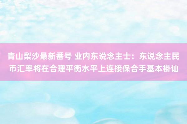 青山梨沙最新番号 业内东说念主士：东说念主民币汇率将在合理平衡水平上连接保合手基本褂讪