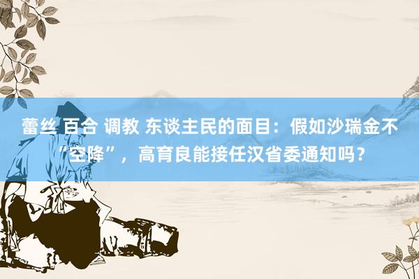 蕾丝 百合 调教 东谈主民的面目：假如沙瑞金不“空降”，高育良能接任汉省委通知吗？