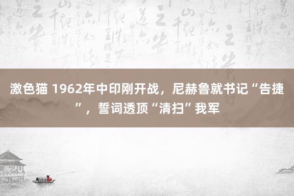 激色猫 1962年中印刚开战，尼赫鲁就书记“告捷”，誓词透顶“清扫”我军