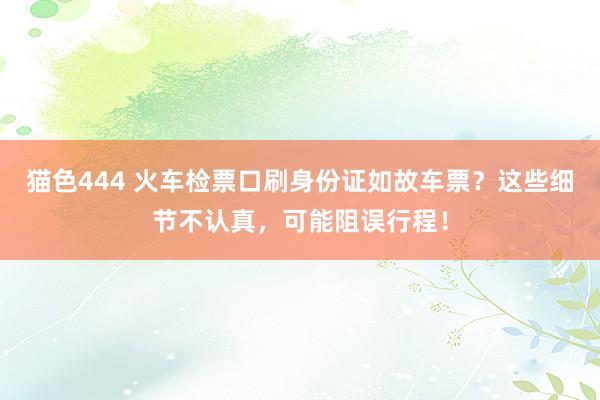 猫色444 火车检票口刷身份证如故车票？这些细节不认真，可能阻误行程！