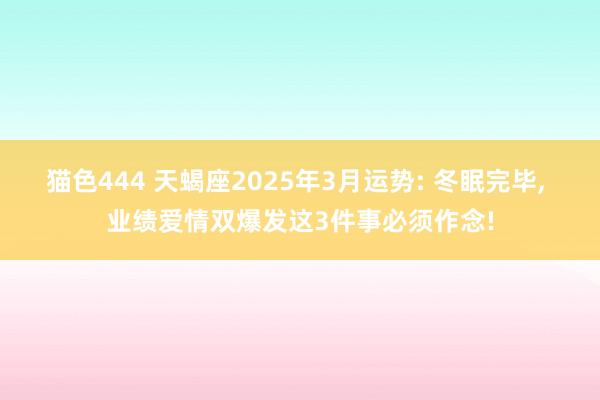 猫色444 天蝎座2025年3月运势: 冬眠完毕， 业绩爱情双爆发这3件事必须作念!