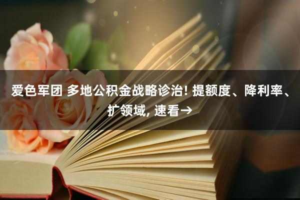 爱色军团 多地公积金战略诊治! 提额度、降利率、扩领域， 速看→