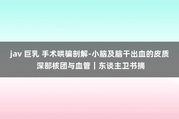 jav 巨乳 手术哄骗剖解-小脑及脑干出血的皮质 深部核团与血管｜东谈主卫书摘
