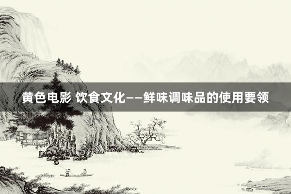 黄色电影 饮食文化——鲜味调味品的使用要领